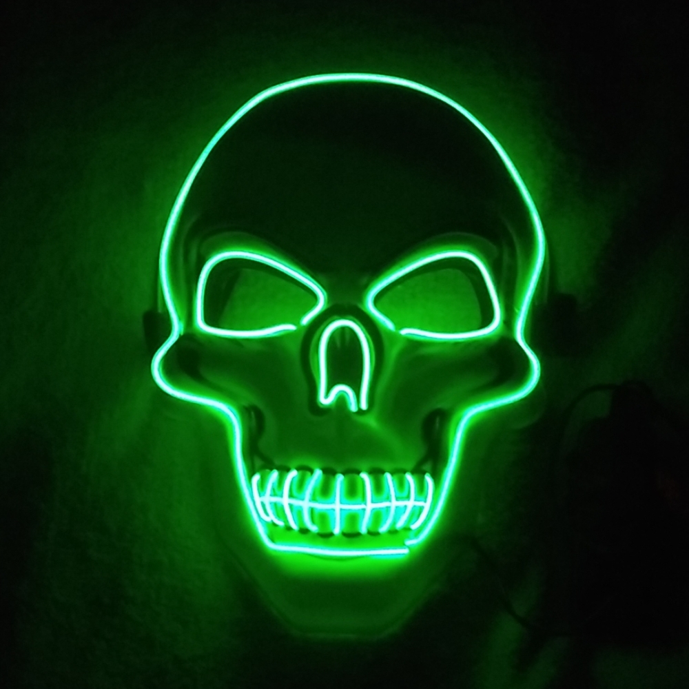 💀 Halloween Party 🎃 Neon Glowing Skeleton Mask